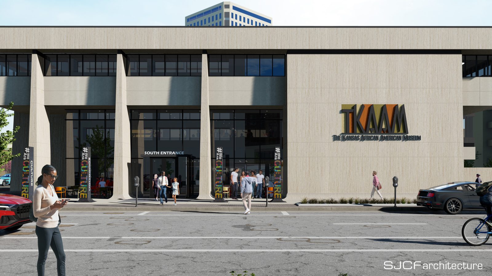 Exterior rendering of the new Museum and Cultural Center at 201 North Main Street